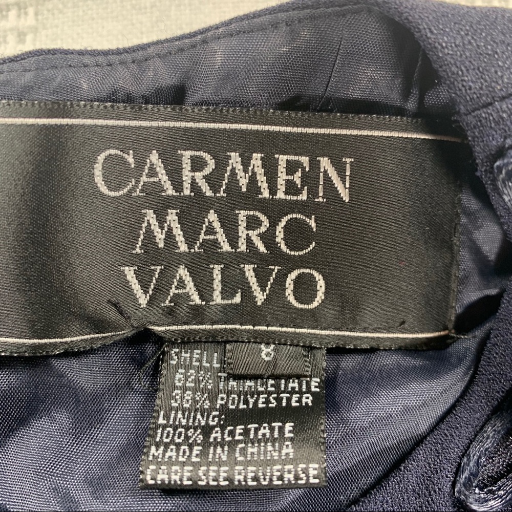 Carmen Marc Valvo navy blue top W 8 - Picture 9 of 13